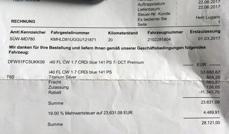 HYUNDAI I40 1.7 CRDI 141KM AUTOMAT DCT-7 – SKÓRA – KAMERA – XENON – LED full